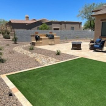Envirogreen Landscape Design - Build - Artificial turf and travertine border - Landscape Architects or Designers Near Me - Scottsdale, Arizona