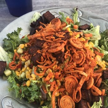 Whiptail Grill - Stuffed avocado salad with tofu and house dressing! Best salad I've ever had :) - Mexican Near Me - Springdale, Utah