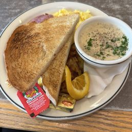 Two egg and style breakfast with reindeer sausage. Two egg and style breakfast with reindeer sausage.