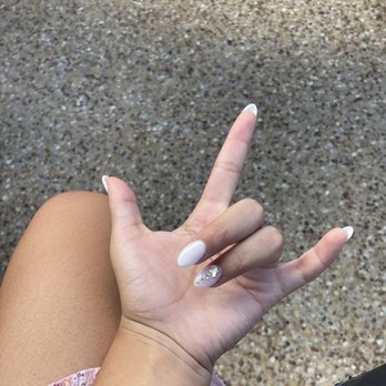 Grand Nail Spa - Mani with Rhinestones - Nail Salons Near Me - College Station, Texas