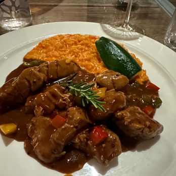 Restaurant Julen - Cubed pork with risotto - Swiss Food Near Me - Zermatt, VS Restaurant Julen - Cubed pork with risotto - Swiss Food Near Me - Zermatt, VS