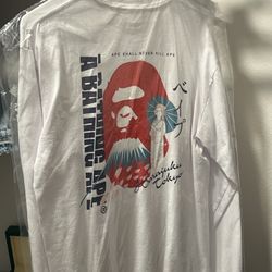 Bee Organic Dry Cleaners - All white Bape Long sleeve from Japan Bape store