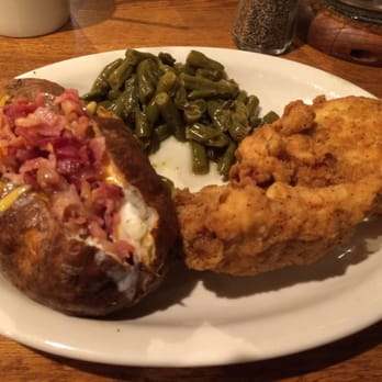 Cracker Barrel Old Country Store - Sunday Homestyle chicken with two sides: loaded baked potato and green beans. No sour cream. Delicious!! Highly recommended for first time - American Near Me - Slidell, Louisiana Cracker Barrel Old Country Store - Sunday Homestyle chicken with two sides: loaded baked potato and green beans. No sour cream. Delicious!! Highly recommended for first time - American Near Me - Slidell, Louisiana