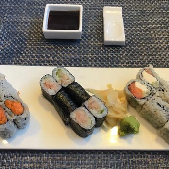 Blu Sushi - Spicy Salmon Roll, Spicy Yellowtail Roll, Philadelphia Roll... all from lunch menu - 3 Roll combo - Sushi Bars Near Me - Ridgewood, New Jersey Blu Sushi - Spicy Salmon Roll, Spicy Yellowtail Roll, Philadelphia Roll... all from lunch menu - 3 Roll combo - Sushi Bars Near Me - Ridgewood, New Jersey