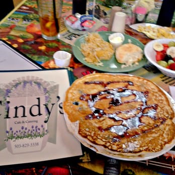 Cindy's Cafe & Catering - Pancake with Marionberry Syrup - Cafes Near Me - Molalla, Oregon