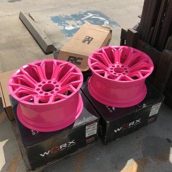 Christian Powder Coating - Wheels in hot pink - Powder Coating Near Me - Katy, Texas Christian Powder Coating - Wheels in hot pink - Powder Coating Near Me - Katy, Texas