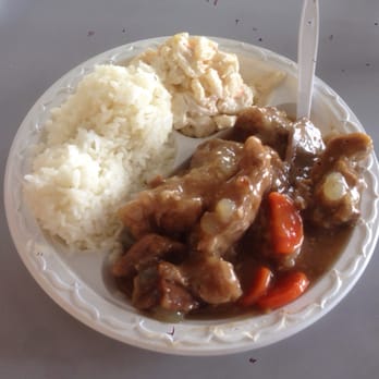 Sandy's Drive In - Sweet & Sour Pork Ribs plate lunch special - Hawaiian Near Me - Kealakekua, Hawaii