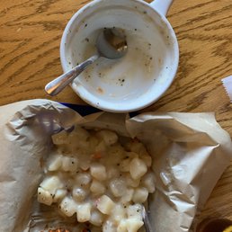 Potatoes excavated from the chowder.