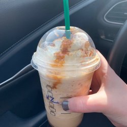 Starbucks - Hazelnut frappe with caramel and caramel ribbon on top