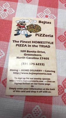 Menu photo 1 Bejtas Pizza & Subs Greensboro, NC Menu photo 1 Bejtas Pizza & Subs Greensboro, NC