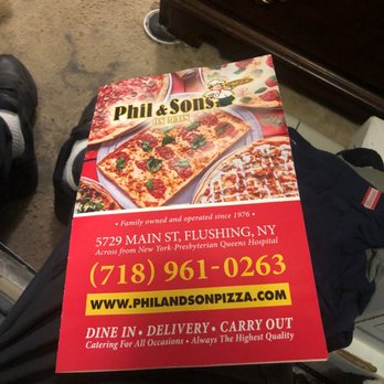Phil & Sons Pizzeria & Restaurant - Latest menu flier delivers to home. August 2022. - Pizza Near Me - Flushing, New York Phil & Sons Pizzeria & Restaurant - Latest menu flier delivers to home. August 2022. - Pizza Near Me - Flushing, New York