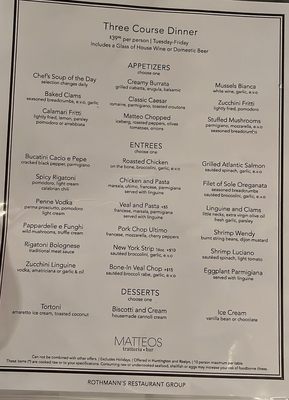 Menu photo 1 Matteo's Trattoria Roslyn Heights, NY Menu photo 1 Matteo's Trattoria Roslyn Heights, NY