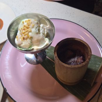 Thaim - Black Sticky Rice Bamboo Tube & Pandan Tres Leches Ice Cream - Thai Near Me - Pasadena, California Thaim - Black Sticky Rice Bamboo Tube & Pandan Tres Leches Ice Cream - Thai Near Me - Pasadena, California