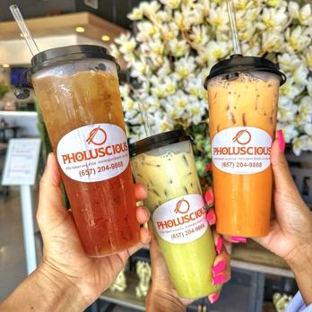 Pholuscious - Peach mango ice tea, green thai tea, and orange thai tea - Vietnamese Near Me - Huntington Beach, California Pholuscious - Peach mango ice tea, green thai tea, and orange thai tea - Vietnamese Near Me - Huntington Beach, California