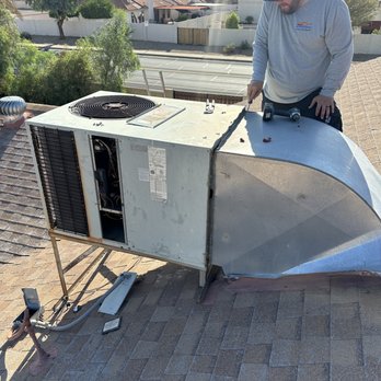 Sorensen Heating and Cooling - Our team starting the replacement of an old Trane system. - Heating & Air Conditioning/HVAC Near Me - Surprise, Arizona Sorensen Heating and Cooling - Our team starting the replacement of an old Trane system. - Heating & Air Conditioning/HVAC Near Me - Surprise, Arizona
