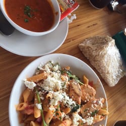 Penne rosa (small) with tomato basil bisque and a Rice Krispie treat