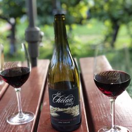 a bottle of wine and two glasses of wine