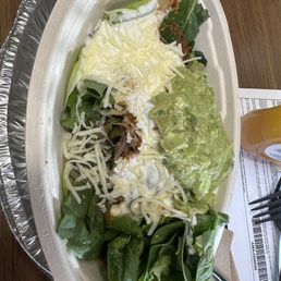 Brisket salad with queso and guacamole....$17!!!!!  Handful of mixed greens, $3 for guacamole and $2 for queso.  What a rip off.