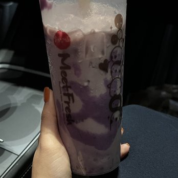 Meet Fresh - Ube milk tea with mini taro balls - Desserts Near Me - Plano, Texas Meet Fresh - Ube milk tea with mini taro balls - Desserts Near Me - Plano, Texas