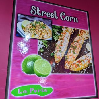 La Feria - a sign for street corn - Desserts Near Me - Asheville, North Carolina