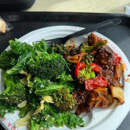 Black Angus Pepper Steak and super greens.
