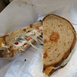 Love the cheese pull This is the grilled cheese with tomato/basil (I forgot what it's called. Flagship?) Love the cheese pull This is the grilled cheese with tomato/basil (I forgot what it's called. Flagship?)