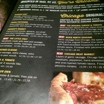 Uno Pizzeria & Grill - The deep dish pizza menu. - American Near Me - Menomonee Falls, Wisconsin