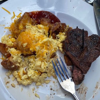 Palace Bar - Filet eggs and potatoes from the brunch menu. - Gay Bars Near Me - Miami Beach, Florida Palace Bar - Filet eggs and potatoes from the brunch menu. - Gay Bars Near Me - Miami Beach, Florida