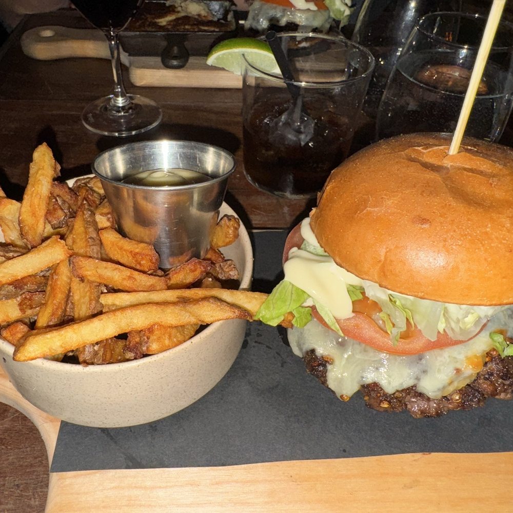Burger and fries Burger and fries