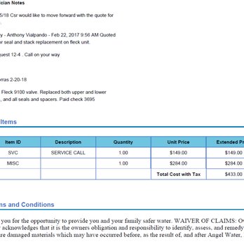 Angel Water - Bill received testerday listing $284 parts charge, under MISC. - Plumbing Near Me - Lake Barrington, Illinois Angel Water - Bill received testerday listing $284 parts charge, under MISC. - Plumbing Near Me - Lake Barrington, Illinois