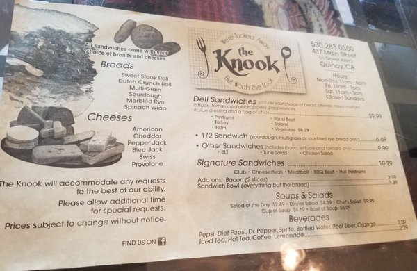 Menu photo 2 The Knook Quincy, CA