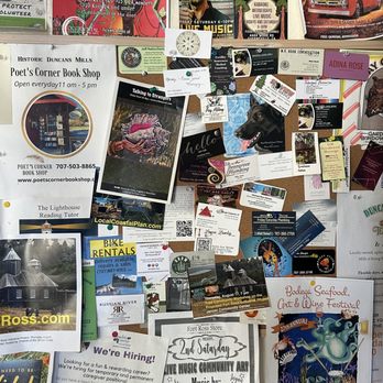 Gold Coast Coffee & Bakery - Coffee shop bulletin board at Gold Coast Coffee - Bakeries Near Me - Duncans Mills, California Gold Coast Coffee & Bakery - Coffee shop bulletin board at Gold Coast Coffee - Bakeries Near Me - Duncans Mills, California