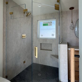 Pacific Coast Glass - Steam shower glass with interior set operable transom - Glass & Mirrors Near Me - Newport Beach, California Pacific Coast Glass - Steam shower glass with interior set operable transom - Glass & Mirrors Near Me - Newport Beach, California