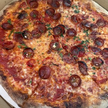 Pizzalina - COLUMBUS : ezzo cup-n-char pepperoni, pickled red fresno peppers, bianco di napoli tomato sauce, hot honey $25 - Pizza Near Me - Walnut Creek, California Pizzalina - COLUMBUS : ezzo cup-n-char pepperoni, pickled red fresno peppers, bianco di napoli tomato sauce, hot honey $25 - Pizza Near Me - Walnut Creek, California