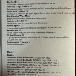 Cocktail menu Cocktail menu