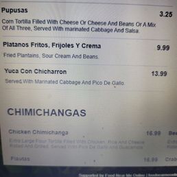 Menu prices Menu prices