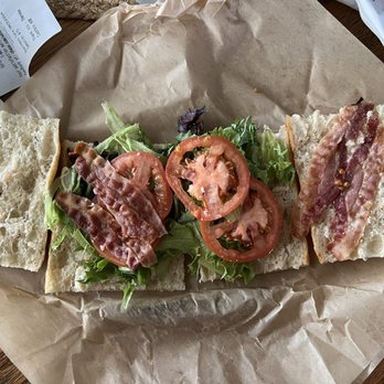 Panera Bread - BLT .....2 thin tiny slices of bacon on each side - Salad Near Me - Manteca, California Panera Bread - BLT .....2 thin tiny slices of bacon on each side - Salad Near Me - Manteca, California