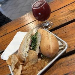 Sac City Brews - Tritip sandwich and a sour cream
