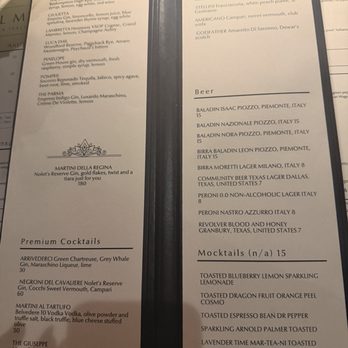 La Stella - Cocktail menu - Steakhouses Near Me - Dallas, Texas