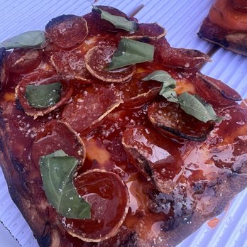 Naughty Pie Nature - Square Slice Pepperoni Classic with Hot Honey Drizzle - Pizza Near Me - Los Angeles, California Naughty Pie Nature - Square Slice Pepperoni Classic with Hot Honey Drizzle - Pizza Near Me - Los Angeles, California