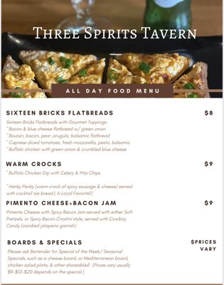 Menu photo 2 Three Spirits Tavern Bellevue, KY