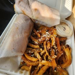 Bessery's Butcher Shoppe - Garlic parmesan fries and Philly