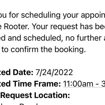 Elite Rooter - Email confirmation for my appointment that no one showed up - Plumbing Near Me - San Jose, California Elite Rooter - Email confirmation for my appointment that no one showed up - Plumbing Near Me - San Jose, California