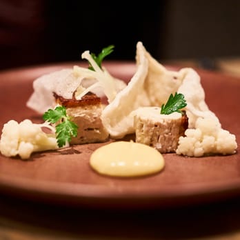L'Abattoir - Cauliflower and Boudin Blanc
Foie gras, parsley, and crispy chicken chips - French Near Me - Vancouver, British Columbia L'Abattoir - Cauliflower and Boudin Blanc
Foie gras, parsley, and crispy chicken chips - French Near Me - Vancouver, British Columbia