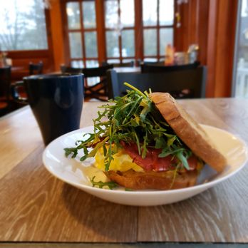 Toast & Eggs - Hungry Carpenter sandwich on GF bread + locally roasted VT - Breakfast & Brunch Near Me - Waitsfield, Vermont Toast & Eggs - Hungry Carpenter sandwich on GF bread + locally roasted VT - Breakfast & Brunch Near Me - Waitsfield, Vermont