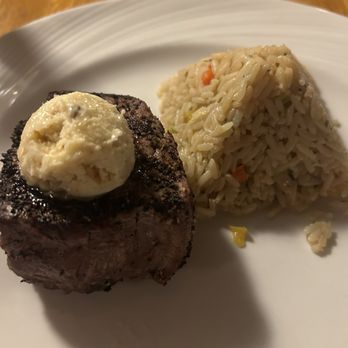 Cork N' Cleaver - Filet Mignon w/ Garlic Butter - Rice - Steakhouses Near Me - Fort Wayne, Indiana