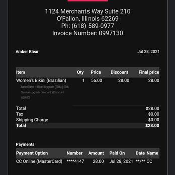European Wax Center - Receipt - Waxing Near Me - O'Fallon, Illinois European Wax Center - Receipt - Waxing Near Me - O'Fallon, Illinois