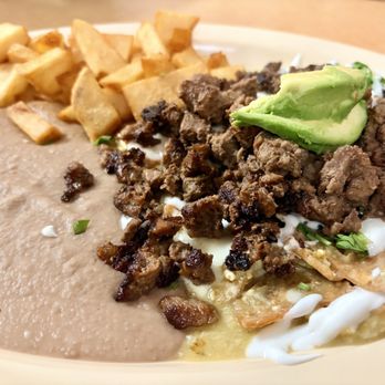 Cecilia's Restaurant - Carne asada chilaquiles plate - Mexican Near Me - Kerman, California