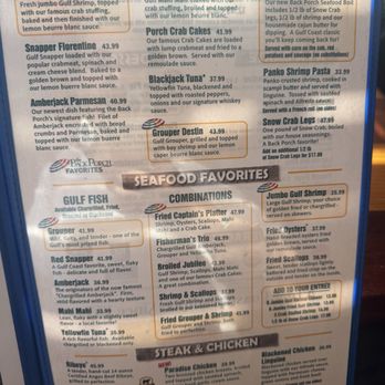 The Back Porch - Menu June 2026 - Seafood Near Me - Destin, Florida