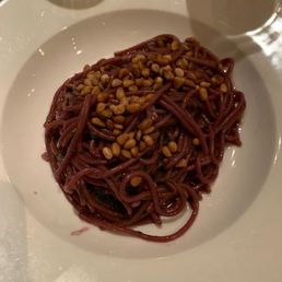 Red Wine Spaghetti with Pine Nuts